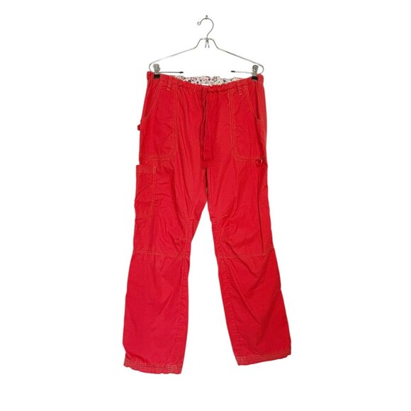 Koi By Kathy Peterson Women's Cargo Scrub Pants in Orange/Red - Sz L Tall - Picture 1 of 9